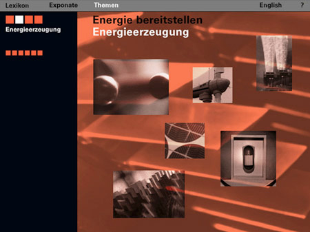 Screendesign für Infoterminal als Referenz für Siemens-Ausstellung
